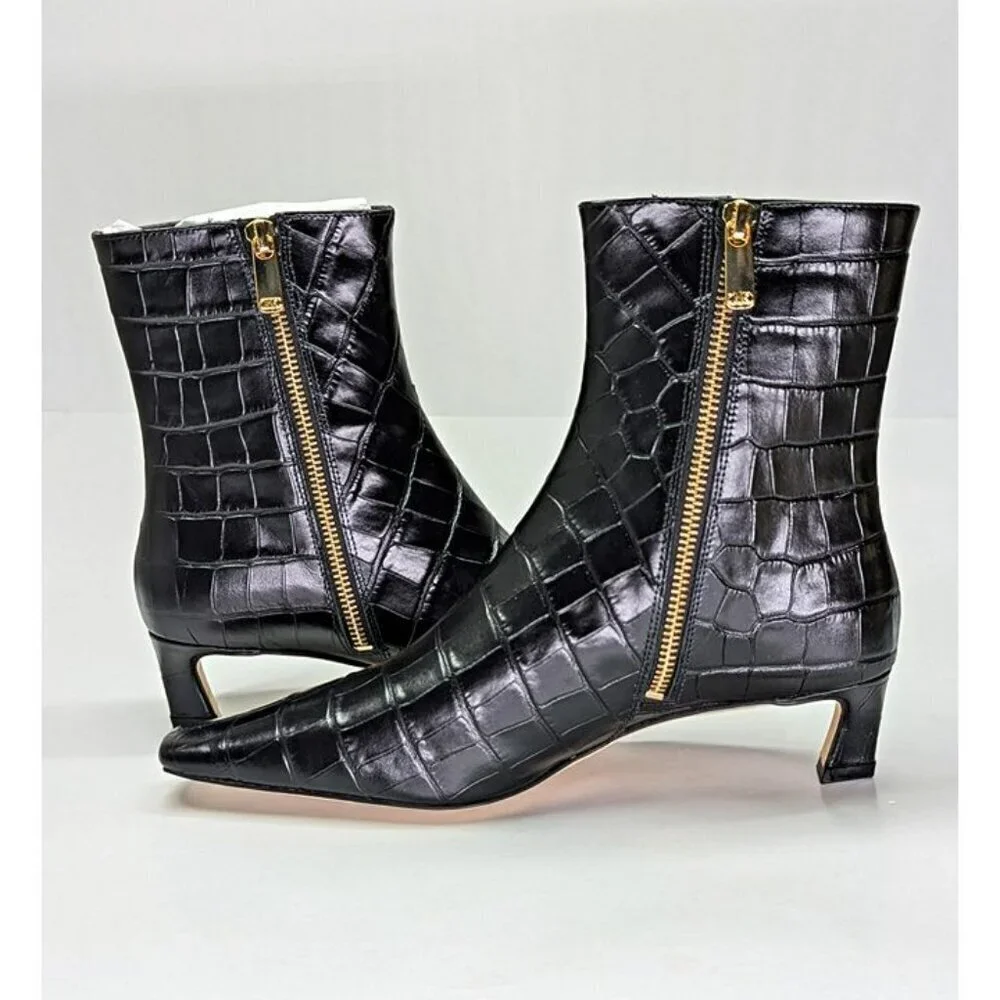 Michael Kors Women's Cosmo Croc-Embossed Kitten Heel Booties Size 7 (MSRP $175)